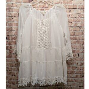Krazy Kat Blouse Sheer White Size Large